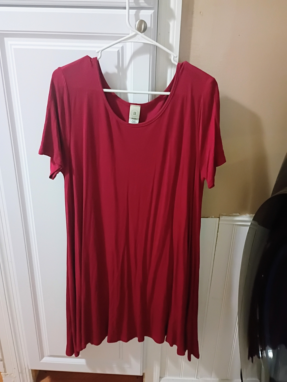 a.n.a Red Midi Scoop Neck Dress